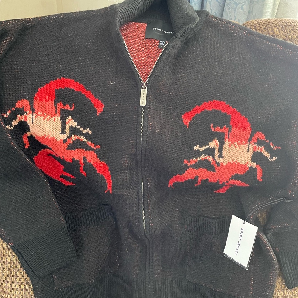 Edgy Black and Red Zip-Up Cardigan & Pant Set